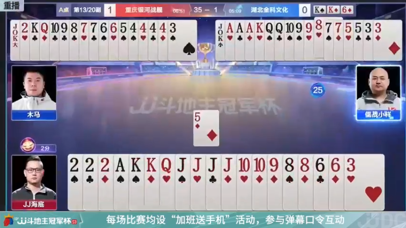 【2021-12-29 06点场】JJ斗地主官方：冠军杯总决赛八强重庆4:0湖北