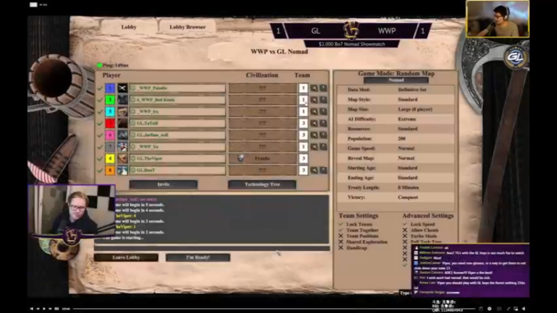 【帝国时代2】连麦荧惑狐老师解说 WWP vs GL 游牧表演赛G5高光局