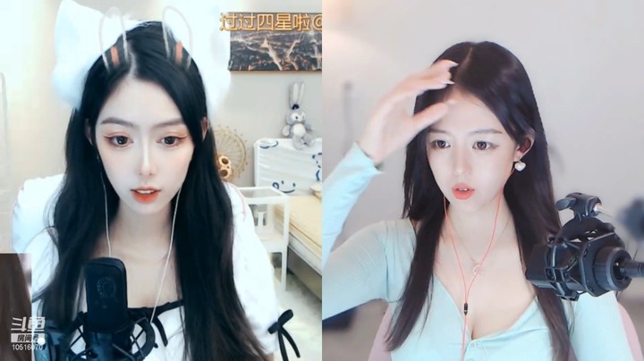 美女主播小玥和小姐姐连麦，两个人都很好看啊