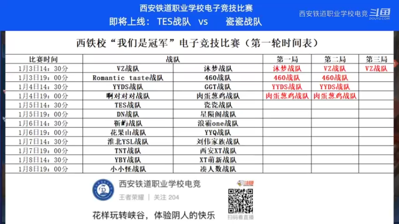 【直播回放】第一轮第五场第一局蓝方：瓷瓷战队VS红方：TES战队（胜）西安铁道职业学校电竞