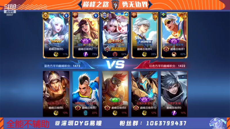【2022-01-07 16点场】DYG易瞳：巅峰赛1628全国第5冲第一