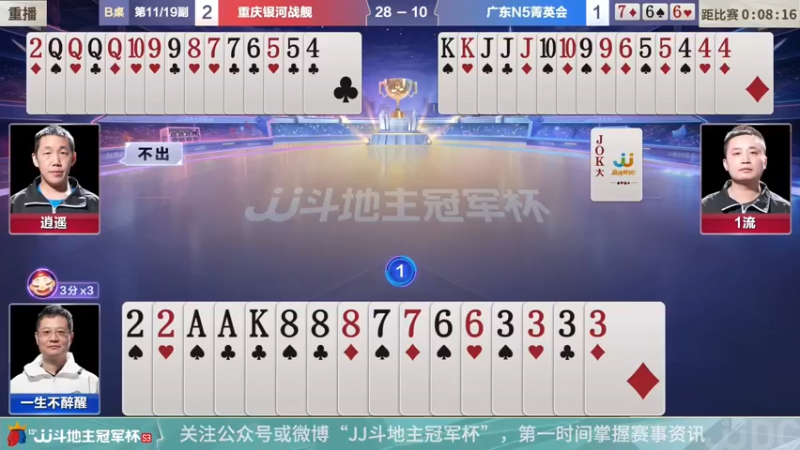【2022-01-10 08点场】JJ斗地主官方：【直播】冠军杯总决败区决赛重庆2:3广东