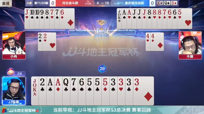 【2022-01-10 12点场】JJ斗地主官方：【直播】冠军杯总决败区决赛重庆2:3广东