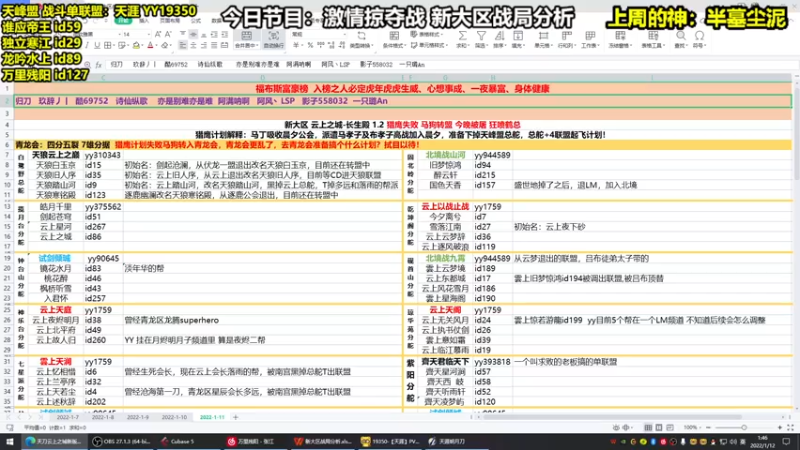 【2022-01-12 01点场】神禹寒：新大区战局分析：猎鹰失败 马狗转盟？