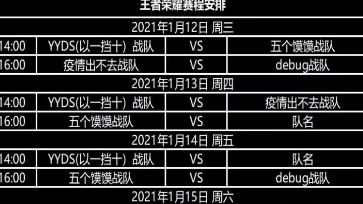 2021年1月12日 疫情出不去VSdebug战队