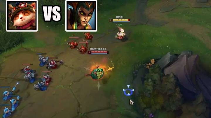 恶霸提莫：提莫加强后有对离谱，一级顶着六个小兵单杀蛇女