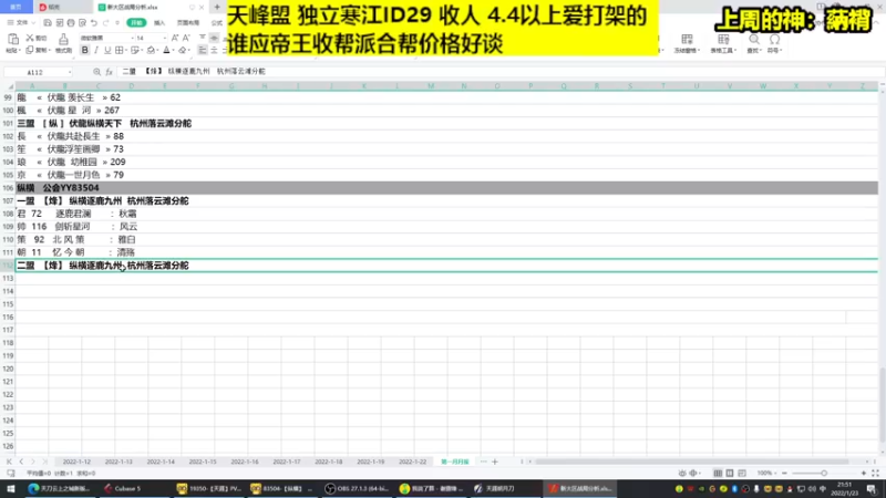 【2022-01-23 21点场】神禹寒：新大区战局月报