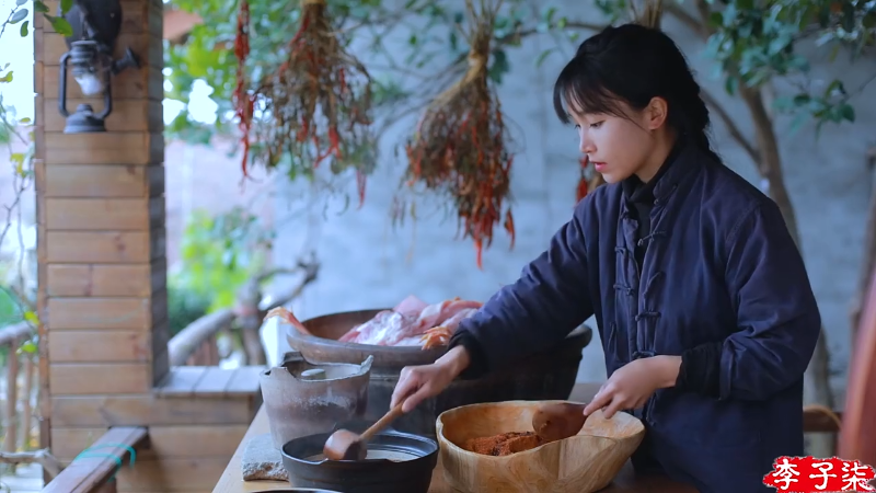 我在斗鱼看李子柒liziqi直播美食