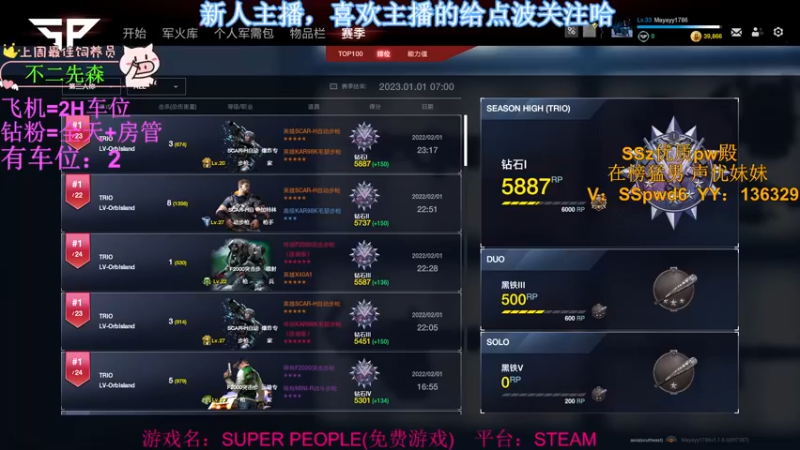 【2022-02-01 23点场】SSz丶Mayayy：有车位，大家新年快乐