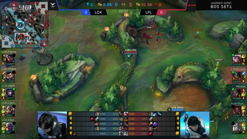 2021LOL手游季前交流赛LPLvsLCK G1 奥拉夫草丛杀