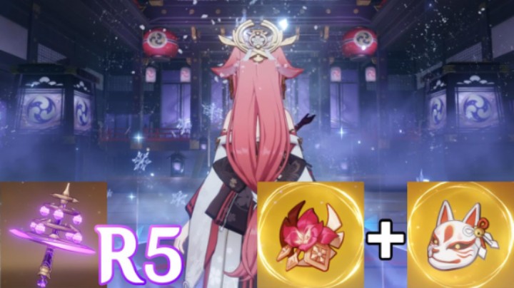 《原神》八重神子 命座：6+专武精5  VS  周本女士 伤害展示_1080pFHR