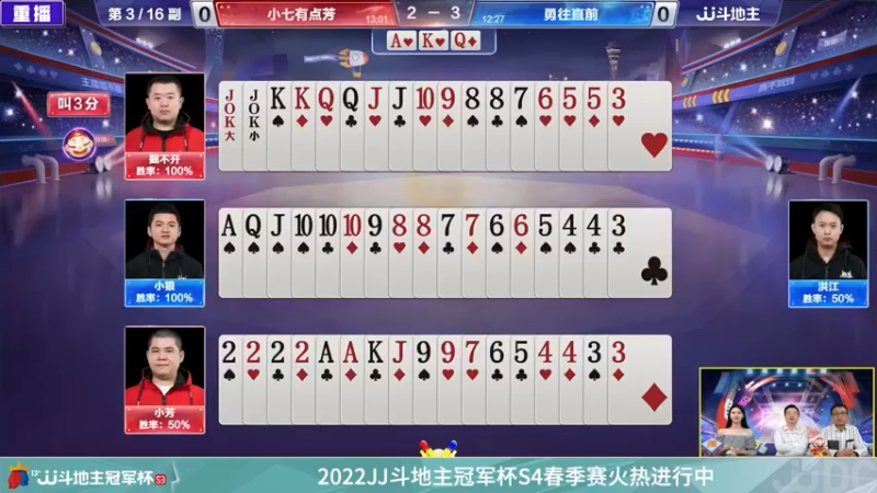 【2022-02-23 11点场】JJ斗地主官方：高手驾到-2V2擂王赛