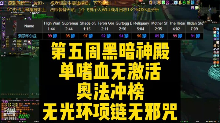 P3.5第二周黑暗神殿单嗜血无激活奥法冲榜