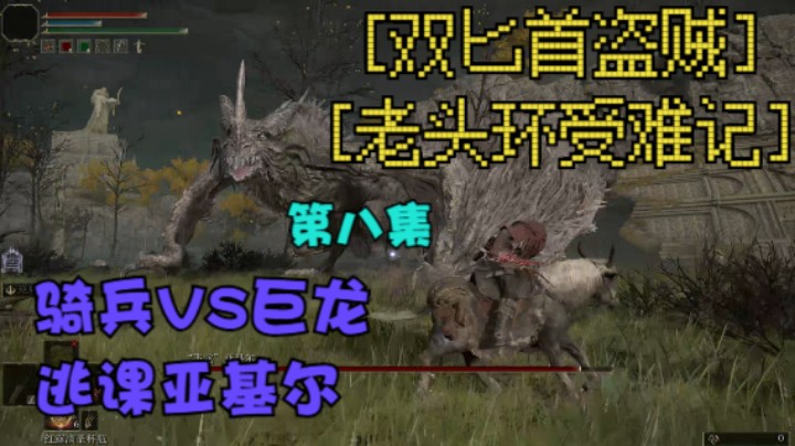 《艾尔登法环》双匕首老苟真·盗贼受苦记，第八集逃课骑兵战巨龙亚基尔