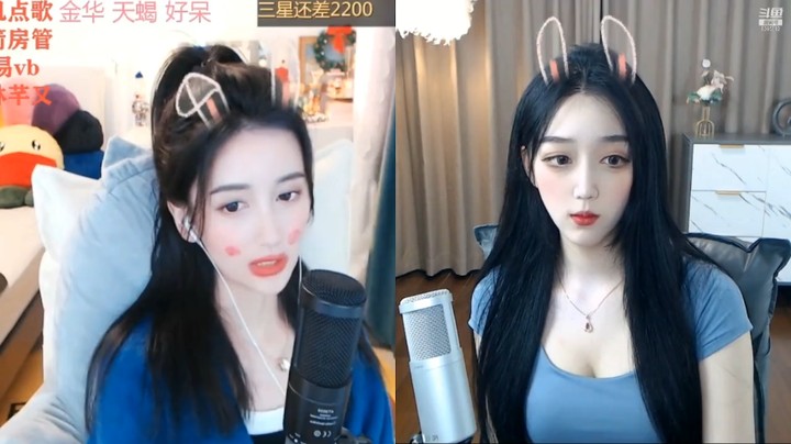 美女兔兔直播连麦，可爱的
