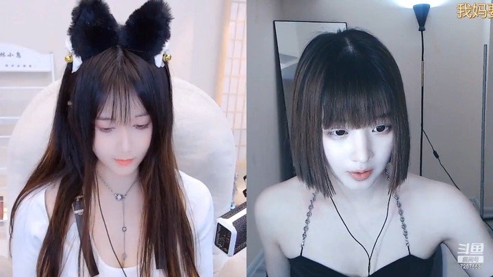 椰子水美式美女和林小鸟直播连麦，真好看啊
