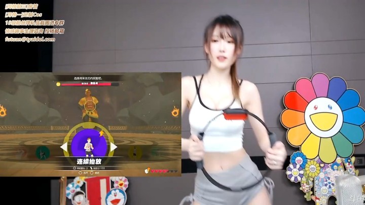 腐团儿美女主播健身很认真，非常有意思啊