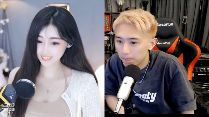 博哥和美女主播连麦，美女很漂亮，博哥有点心乱