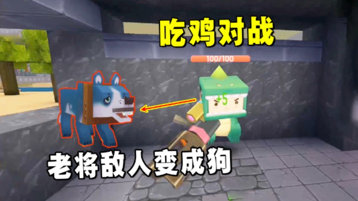 迷你世界：吃鸡对战！老墨开局得到一把枪，能一下将敌人变成狗
