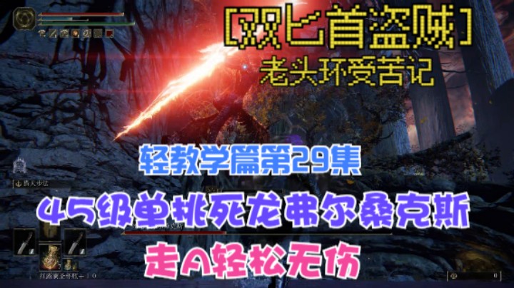 《艾尔登法环》双匕首真·盗贼受苦记，第29集娱乐篇死龙弗尔桑克斯，走A轻松无伤