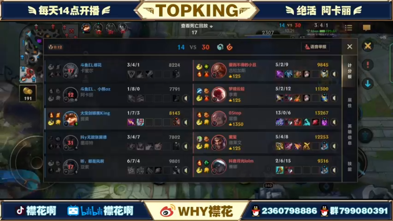 【2022-04-02 18点场】襟花啊：国一阿卡丽大师上分路