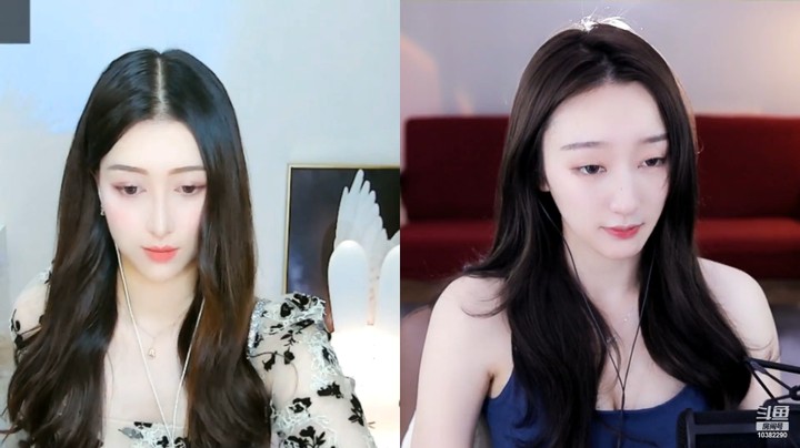 胡喵喵美女小姐姐直播连麦，对面小姐姐也不错
