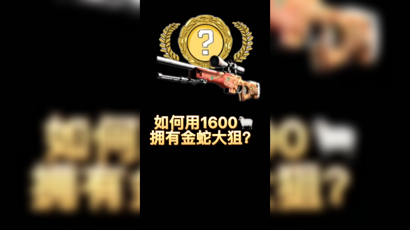 【csgo炼金】如何用1600拥有一个金蛇大狙？