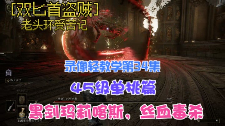 《艾尔登法环》双匕首真·盗贼受苦记，第34集45级单挑轻教学篇黑剑玛莉喀斯，丝血毒杀