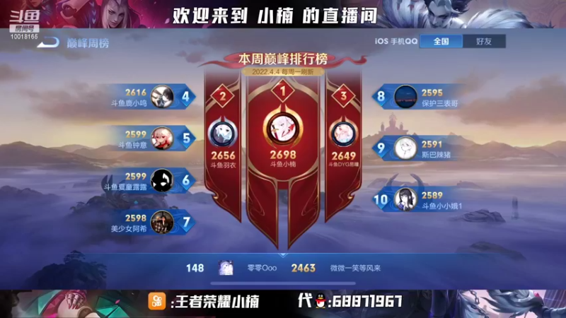 【2022-04-09 22点场】小楠ouo：2万5历史最高战力元歌