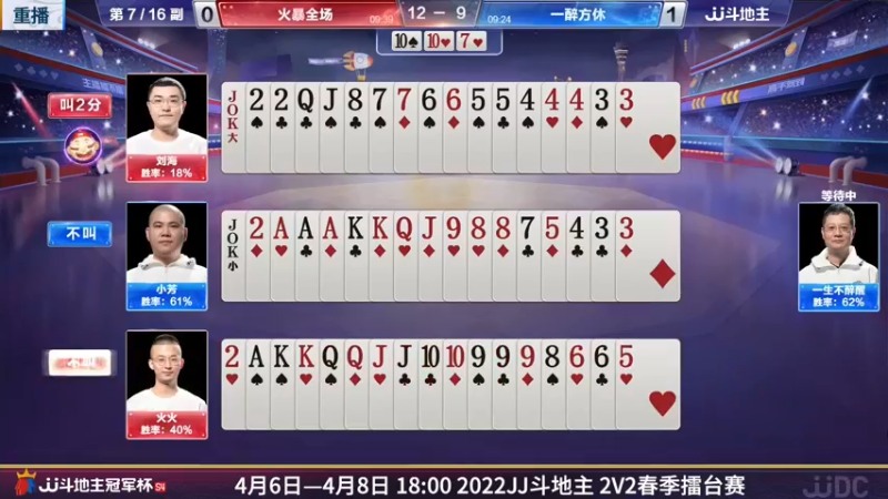 【2022-04-11 01点场】JJ斗地主官方：JJ斗地主2V2擂台赛