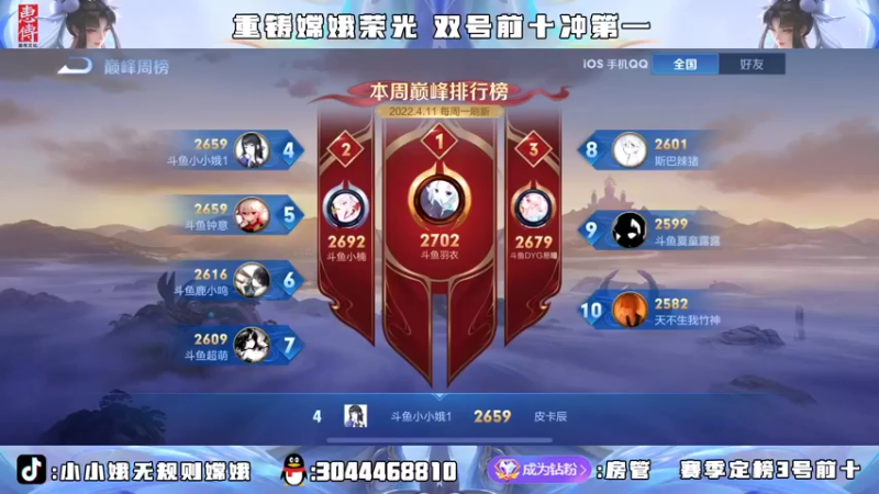 【2022-04-11 18点场】小小娥1：直冲第一！！！