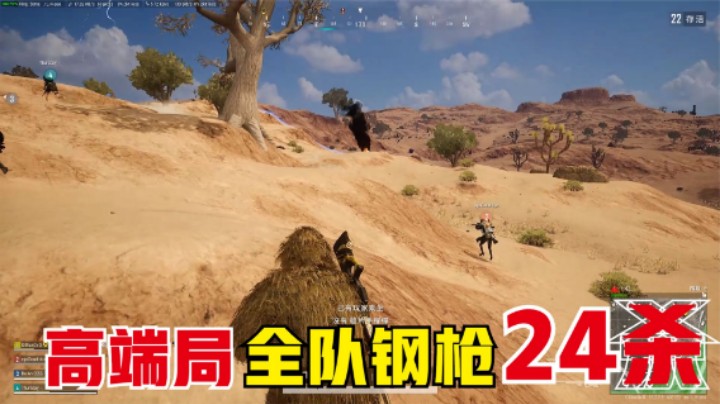 沙漠高端局钢枪运营，全队24个人头吃鸡，主播脸红了？