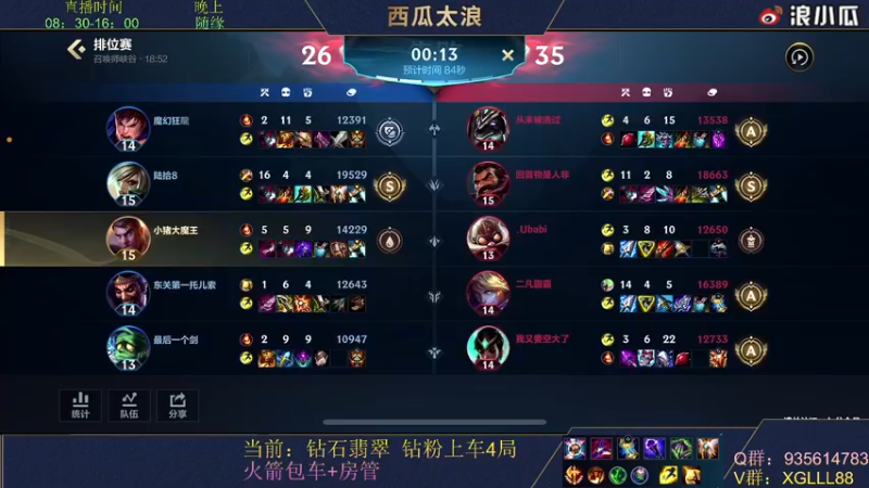 【2022-04-16 08点场】西瓜太浪xx：【小猪】挑战新号7天到王者 第二天