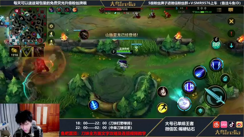 【2022-04-19 02点场】大鸟Irelia：大鸟：中单刀妹极致丝滑