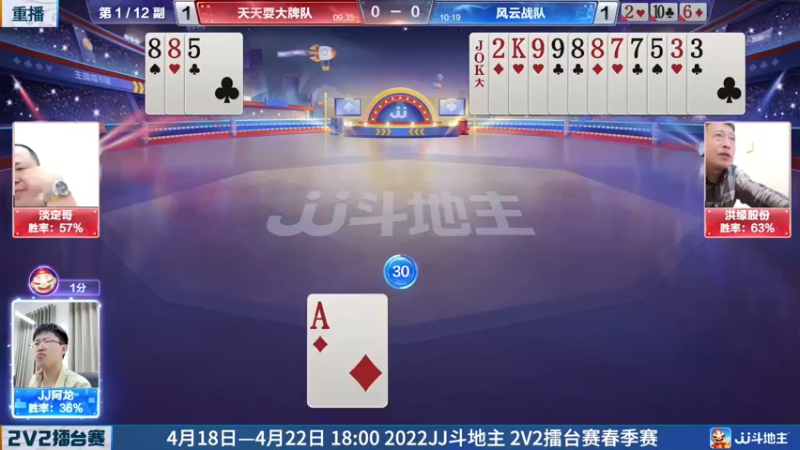 【2022-04-20 11点场】JJ斗地主官方：JJ斗地主2V2擂台赛