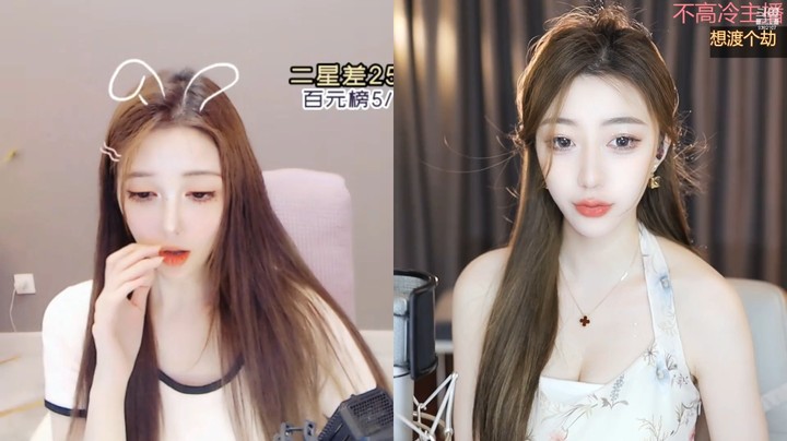 泡芙妹妹直播连麦，两个美女都好看啊