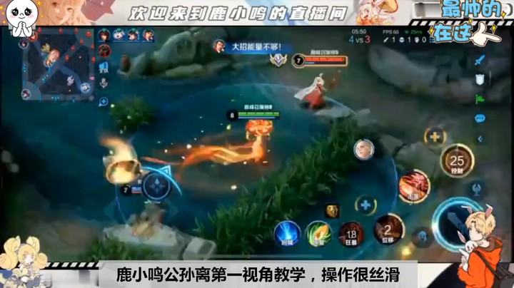 鹿小鸣公孙离第一视角教学，操作很丝滑。