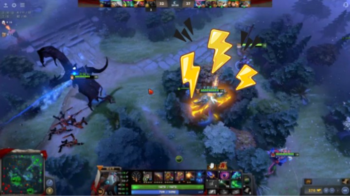 美滋滋dota2四号位火枪狙击手逆风翻盘时刻？杂技装出满了都搞了祭品最后转了一根金箍棒，哈哈哈3龙骑士2天怒法师1熊战士5萨尔干扰者，对面幽鬼ughy辉耀竟然