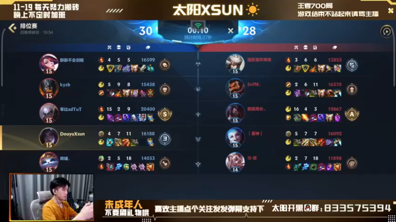 【2022-05-13 16点场】太阳Xsun：☀AD单排王者千分局,画地为牢～