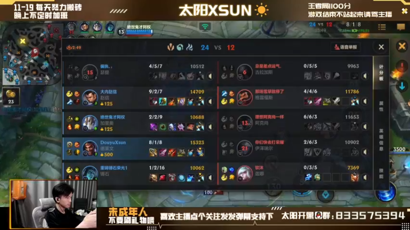 【2022-05-15 16点场】太阳Xsun：☀AD单排千分王者局/