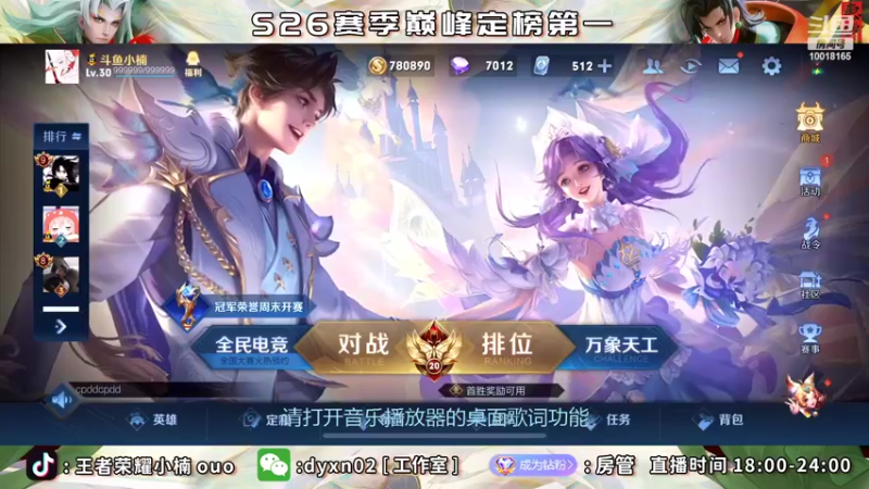 【2022-05-23 18点场】小楠ouo：巅峰冲第一 10018165