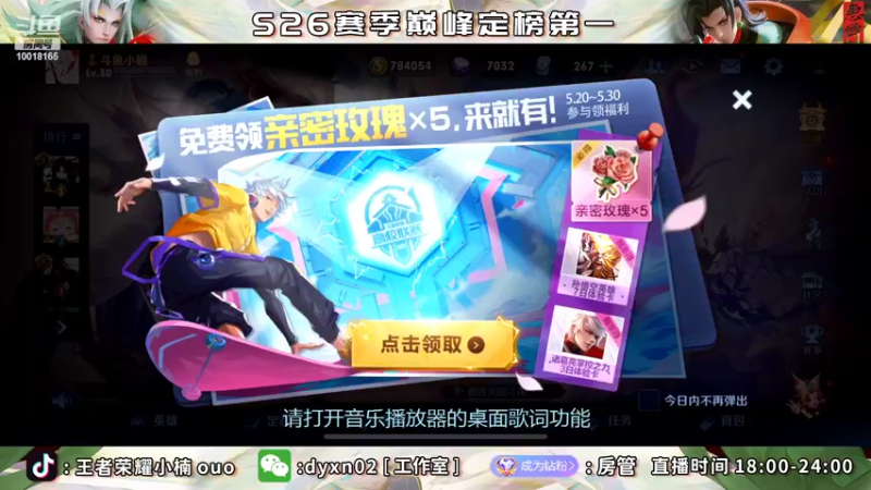 【2022-05-25 18点场】小楠ouo：巅峰冲第一 10018165