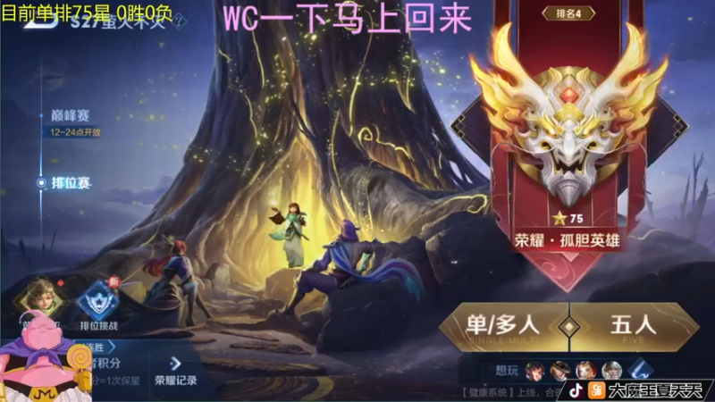 【2022-05-28 08点场】大魔王夏天天丶：射手单排75-80星教学，教你轻松上荣耀