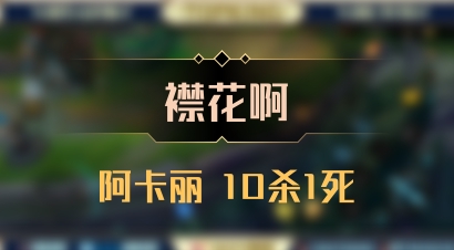【襟花啊】阿卡丽 10杀1死