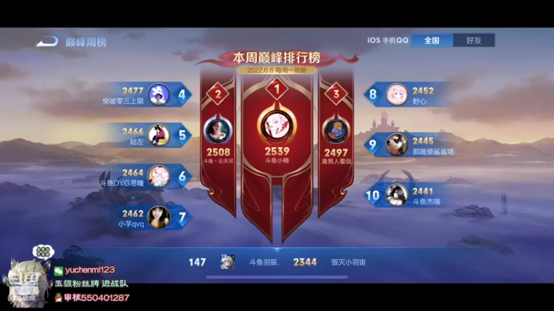 【2022-06-09 18点场】羽辰鸽鸽丶：今日良辰吉日必上前十！