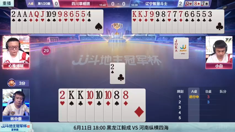 【2022-06-11 07点场】JJ斗地主官方：11日18点，黑龙江毅成VS河南纵横四海