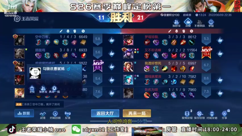 【2022-06-09 22点场】小楠ouo：2539巅峰第一！