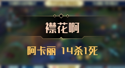 【襟花啊】阿卡丽 14杀1死