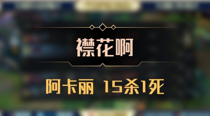 【襟花啊】阿卡丽 15杀1死