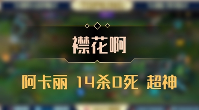 【襟花啊】阿卡丽 14杀0死 超神